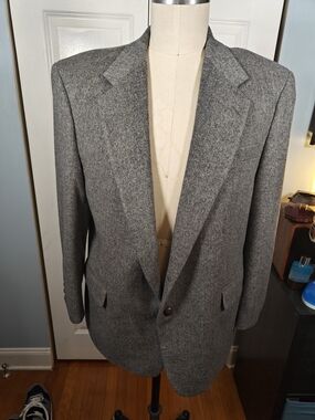 Vintage Amherst & Brock Mens Gray Wool Camel Hair Single Breasted Blazer 48R